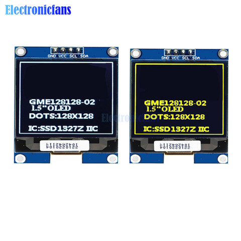 Módulo de pantalla OLED de 1,5 pulgadas, 128x128, interfaz IIC I2C, controlador SSD1327, placa de pantalla de 1,5 pulgadas, blanco y amarillo para Arduino ► Foto 1/5