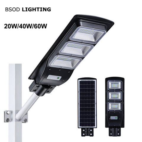 BSOD Led farola Solar 20W 40W 60W con Sensor de movimiento controlador remoto IP65 impermeable LED luz exterior SMD2835 Led Chip ► Foto 1/6