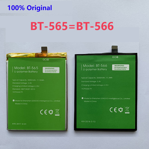 100% nuevo Original BT-565 y BT-566 batería de 3000mAh para Leagoo KIICAA mezcla T5 T5C BT565 BT566 piezas de teléfono batería Batterie Baterij ► Foto 1/5