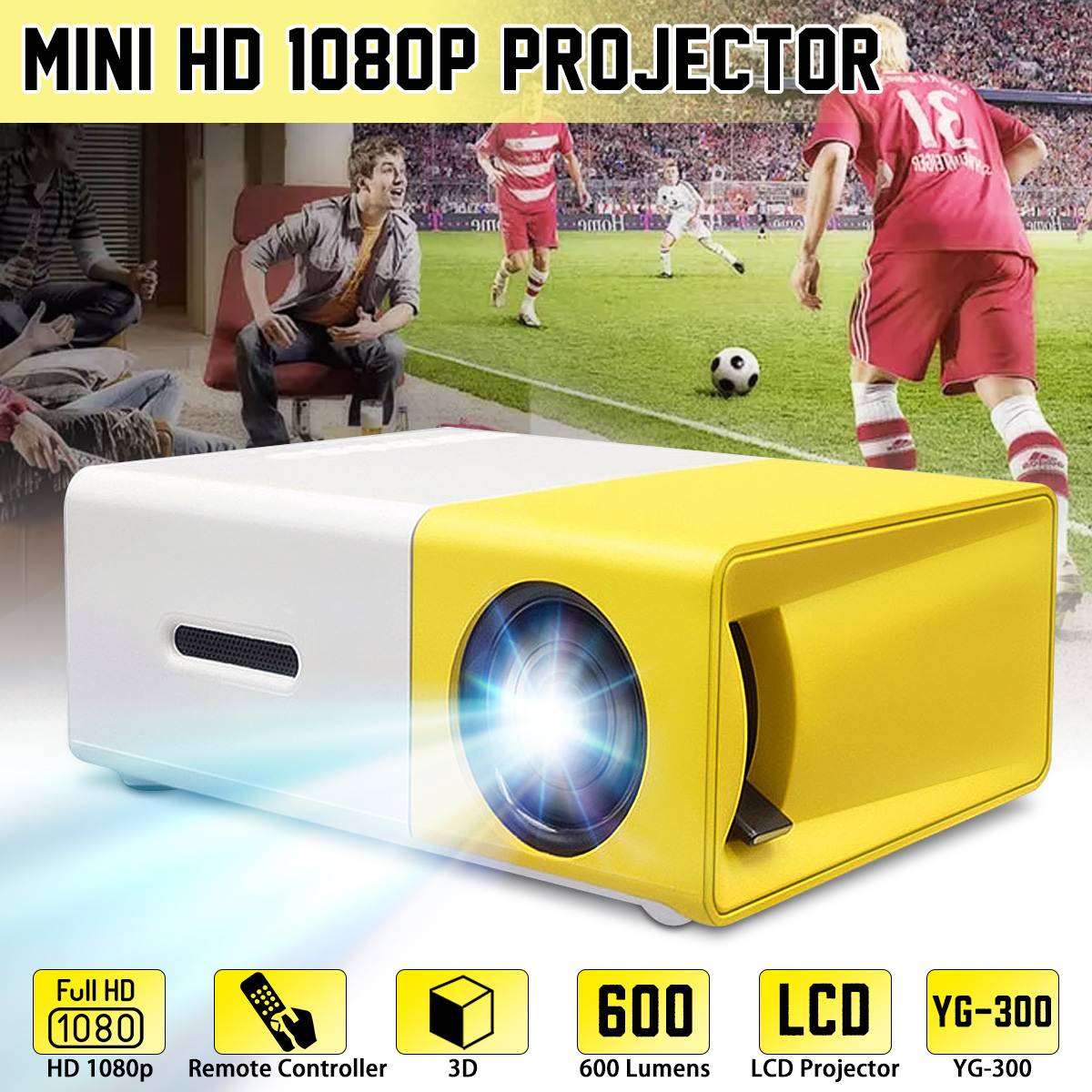 YG-300 Mini LCD LED proyector 400-600 lúmenes 320x240x800: 1 soporte 1080P portátil Oficina hogar cine Proyector ► Foto 1/6