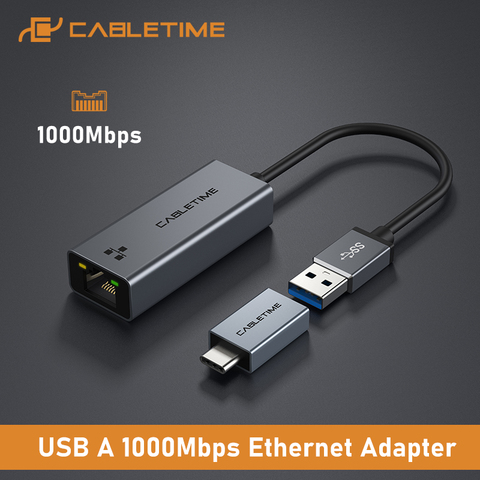 CABLETIME USB adaptador Ethernet USB 1000 de 3,0 Mbps 2,0 LAN RJ45 adaptador para ordenador portátil Nintendo interruptor USB Macbook Air LAN C358 ► Foto 1/6