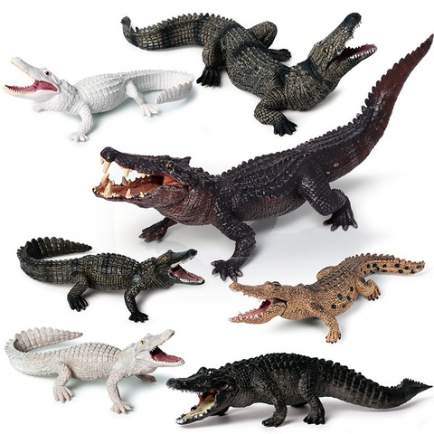 Gran oferta de cocodrilo salvaje figura juguetes cocodrilo salvaje figuras de acción Animal niños juguetes blandos DE HULE ► Foto 1/6