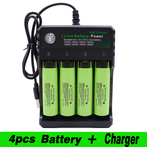 2022/nuevo 18650 batería recargable de ión-litio para Panasonic NCR 18650B 3400mAh herramienta de lámpara + USB Quad Smart Char ► Foto 1/6