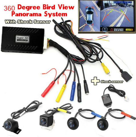 Automóvil 12V 12V 360 ° Coche HD vista panorámica sistema de aparcamiento DVR de vigilancia retrovisor 4 Cámara + Sensor de choque ► Foto 1/6