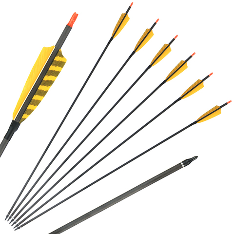 Flechas de carbono con pluma Natural para tiro al aire libre, arco de caza, columna vertebral, 400 ID, 6,2mm ► Foto 1/6