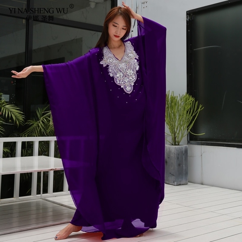 Nueva ropa de baile mujer danza del vientre ropa Kaftan vestido con lentejuelas Chiffon tradicional Khaleeji Thobe vestidos Bellydance 2 uds ► Foto 1/6