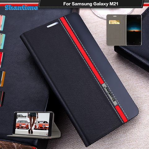 Funda de cuero PU de lujo para Samsung Galaxy M21, funda trasera de silicona TPU suave para teléfono Samsung Galaxy M21 ► Foto 1/6