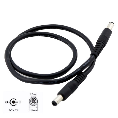 Cable de conector de extensión de 18awg, Cable de alimentación de CC de 5,5x2,5mm macho a conector macho de 5,5x2,5mm, 50cm/1m/2m, 1 unidad ► Foto 1/6