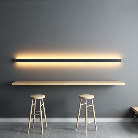 Lámpara de pared larga minimalista, creativa, moderna, de fondo LED, para sala de estar, mesita de noche, aplique de luz de pared de aluminio ► Foto 1/6