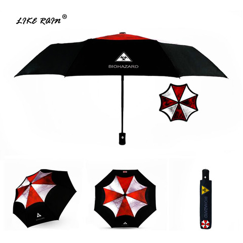 LIKE RAIN Biohazard creativo, paraguas plegable automático a prueba de viento para mujeres, paraguas de Anime Anti-UV para niños UBY17 ► Foto 1/1