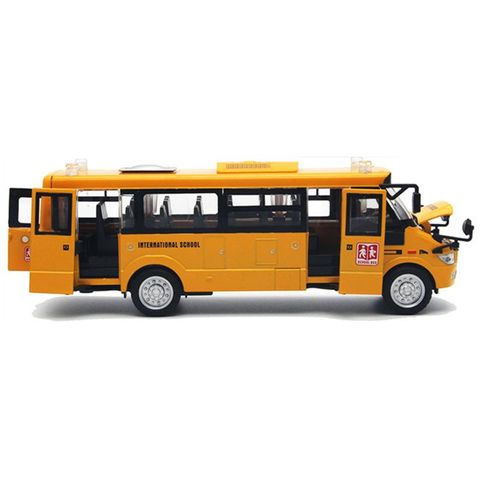 Juguete del autobús escolar fundido a presión, vehículos amarillo de aleación grande, autobús de juego de 9 pulgadas con sonidos y luces para niños ► Foto 1/6