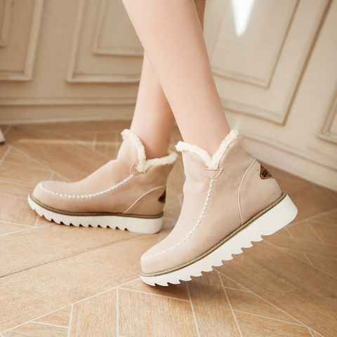 Botas de invierno clásicas para Mujer, Botas de nieve de ante, plantilla de felpa de piel cálida, Botas de alta calidad, zapatos de plataforma sin cordones ► Foto 1/6