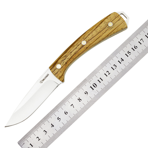 Cuchillo de hoja fija con mango de madera de cebra, Funda de cuero para acampar al aire libre, herramienta de supervivencia de caza táctica, HARNDS Cheetah Hk3118 ► Foto 1/6