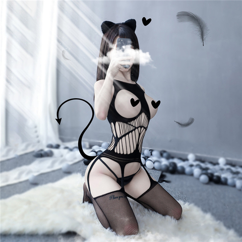 Las mujeres abrir la red de entrepierna caliente Sexy Lencería picardías transparente traje de cuerpo erótico cuerpo sexo ropa ► Foto 1/6