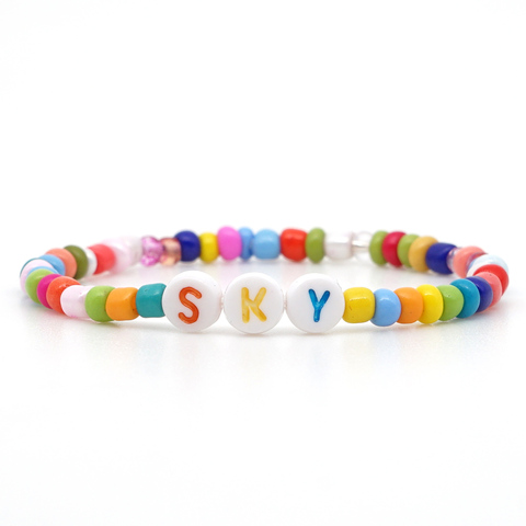 Shinus Kandi-pulsera con letras bohemias para mujer, brazalete con abalorios Multicolor, joyería de arcoíris ► Foto 1/6