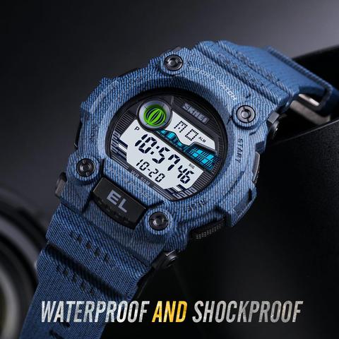 SKMEI-relojes digitales deportivos para hombre, pulsera electrónica de lujo con alarma de crono, resistente al agua, para estudiantes ► Foto 1/6
