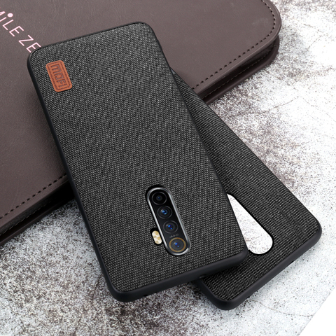 Funda de MOFI para Oppo Realme X2 Pro de textiles de cuero Skin de TPU blando funda de teléfono dura para Oppo Realme X2 Pro negro carcasa azul ► Foto 1/6