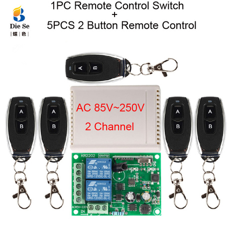 433 MHz Control remoto inalámbrico Universal AC 85 V 220 V 2CH relé módulo receptor para puerta de garaje de bulbo de la lámpara electromecánica Luz ► Foto 1/6