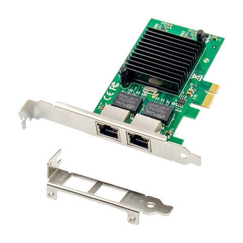 Tarjeta de red PCIE X1 de 2 puertos, 1000M, PCIe, Gigabit, Ethernet, puertos duales, RJ45, Chip de tarjeta de red, Intel 82576EB, servidor Ethernet Pci-e ► Foto 1/4