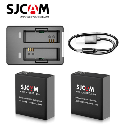 SJCAM 2 piezas SJ6 baterías 3,8 V 1000 mAh batería recargable + cargador doble para SJCAM SJ6 leyenda acción del deporte accesorios de la cámara ► Foto 1/6