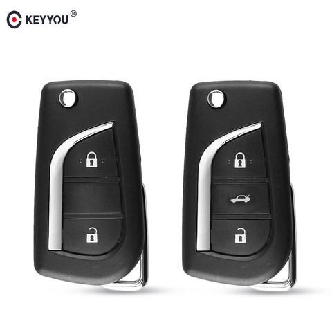 KEYYOU-carcasa plegable para llave remota, funda para llave de Toyota Camry Levin Reiz Highlander Corolla con 2/3 botones, Toyota 48 Toy43 ► Foto 1/6