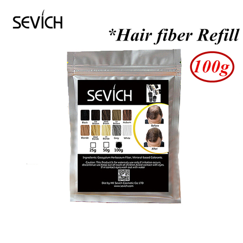 Sevich-bolsas de repuesto de polvo de fibra para construcción de cabello, productos contra la caída del cabello, corrector de relleno de fibra al instante, 100g ► Foto 1/6