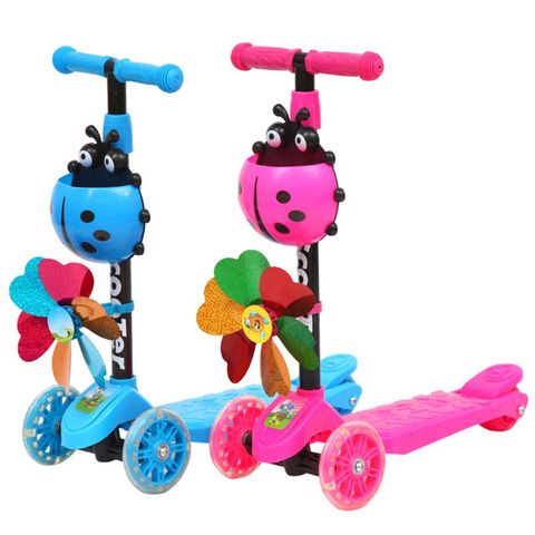 Patinete de pie plegable para niños, patinete de 3 ruedas, LED brillante,  bicicleta de equilibrio, altura ajustable - AliExpress