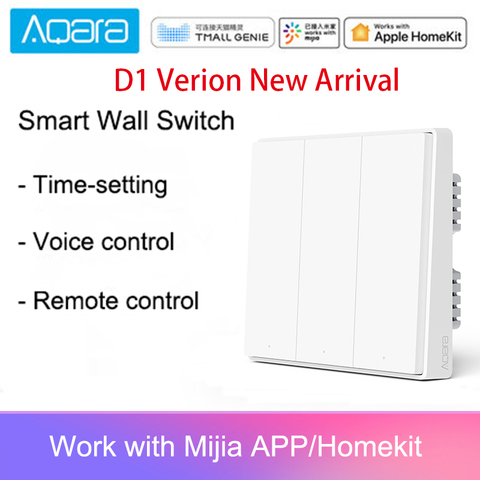 Aqara-Interruptor de pared inteligente D1 Zigbee, interruptor de luz con clave de Control remoto inalámbrico, cable de fuego neutro, botón Triple para Mijia Smart home ► Foto 1/5