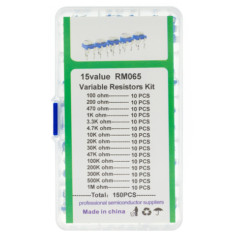 150 uds/set RM065 potenciómetro Variable Kit surtido de resistencias Kit Diy electrónico 15 valores cada 10 Uds con caja ► Foto 1/6