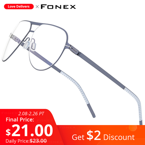 FONEX montura de aleación para gafas hombres 2022 nuevo piloto óptico miopía prescripción gafas marco completo coreano sin tornillos gafas 991 ► Foto 1/6