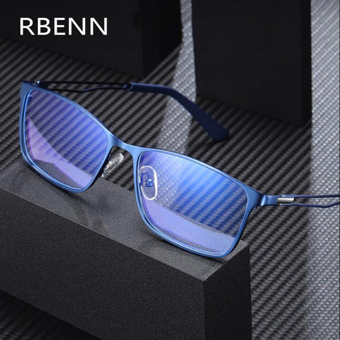 RBENN-gafas de lectura para hombres, lentes de lectura con marco de Metal de alta calidad, antiluz azul, presbicia + 2022 0,5 0,75 1,25 1,75, 5,0 ► Foto 1/6