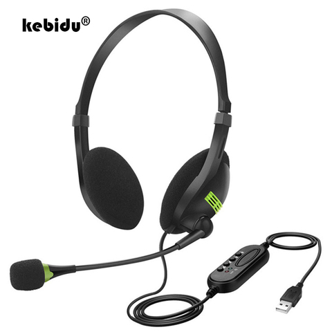 Kebidu-auriculares con cable y cancelación de ruido, dispositivo de audio con micrófono, USB, Universal, para PC/portátil/ordenador, 3,5mm ► Foto 1/6
