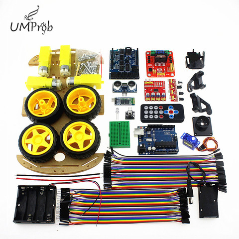 4WD Bluetooth Multi-funcional de coche inteligente para arduino Robot educación UNO R3 Kit de iniciación ► Foto 1/1