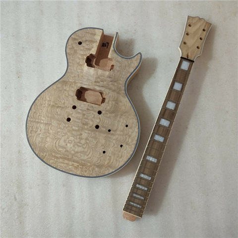 Nuevo DIY 1 Juego de guitarra eléctrica sin terminar, cuerpo de caoba y cuello de guitarra ► Foto 1/6