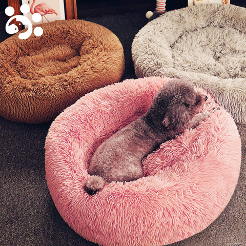 Cama supersuave para perros y gatos, caseta de felpa larga y lavable, redonda, sofá para gatos, perros, Chihuahua, cesta para mascotas ► Foto 1/6