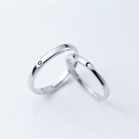 YIZIZAI-Anillo de Luna y sol con apertura sencilla, anillo ajustable minimalista, Color plata, para hombre y mujer, joyería de compromiso ► Foto 1/5
