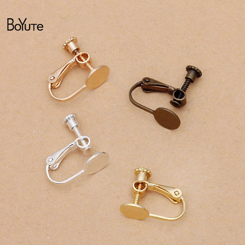 BoYuTe 20 Uds Metal latón sin oreja perforada Clip con 8MM en blanco Base pendiente Diy configuración partes de accesorios de joyería ► Foto 1/6