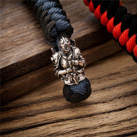 LLavero de Metal Estilo Vintage Spartan Warrior hecho a mano, cuerda de Paracord de supervivencia tejida, llaveros de cuentas de runas vikingas ► Foto 1/6