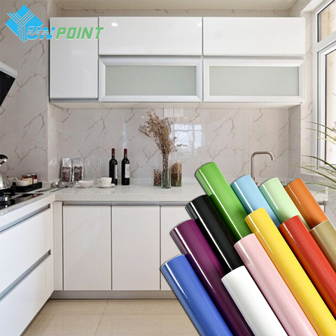 Papel de pared autoadhesivo de PVC para decoración, película decorativa blanca perla, pegatinas de renovación de muebles, papel tapiz impermeable para armario de cocina ► Foto 1/6