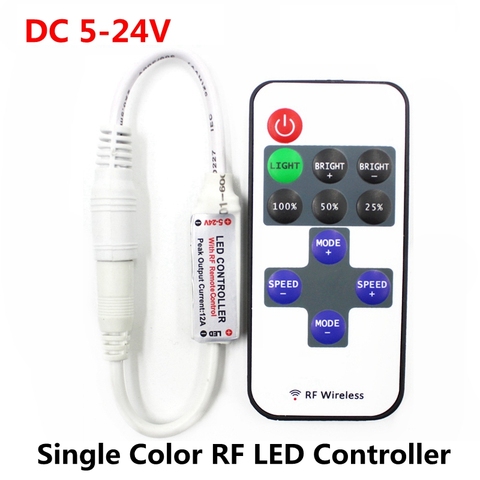 DC 5V 12V 24V 12A Mini inalámbrico RF controlador remoto LED Dimmer Led conductor para cinta de LED de único Color SMD 5050/3528/5730/3014 ► Foto 1/6