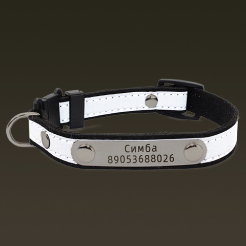 Gato personalizada collar con letras reflectante collares para mascotas con grabado Nombre del número de teléfono etiqueta de identificación para perros pequeños Kitty banda para el cuello ► Foto 1/6