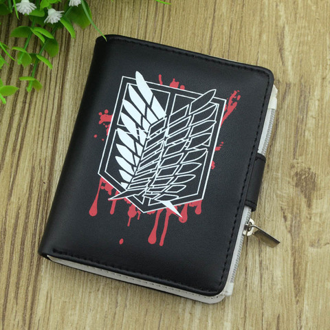 Cartera corta de Anime Attack on Titan Surprise, cartera con diseño de alas de la libertad, Jiyuu, sin tsuasa, monedero de cómic ► Foto 1/3