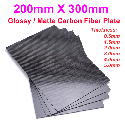 200mm X 300mm 3K fibra de carbono de hoja brillante/mate placa 0,5mm 1mm 1,5mm 2mm 3mm 4mm 5mm de alto de dureza RC Material ► Foto 1/6