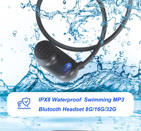 Auriculares IPX8 impermeables para deporte al aire libre, audífonos con reproductor de música, Bluetooth, MP3, 8G/16G/32GB, conducción ósea, 003 ► Foto 1/6