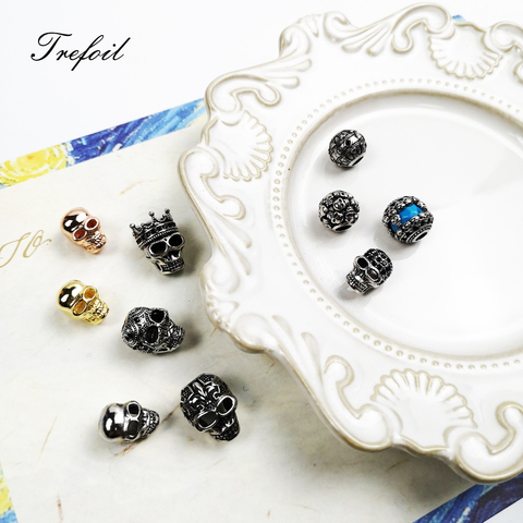 DIY Beads maorí Skulls Lily King, joyería de plata de Ley 925 de moda regalo Punk para mujeres hombres se ajustan a pulseras cuentas para ABALORIOS ► Foto 1/6