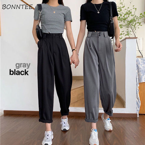 Pantalones rectos de estilo BF para mujer, pantalón moderno y elegante hasta el tobillo, clásicos, de universidad, combina con todo, novedad de verano ► Foto 1/6