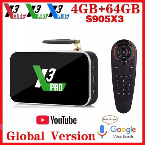 TV BOX X3 PRO, Android 9,0, decodificador de señal con Amlogic S905X3, 4GB de RAM, 64GB de ROM, wi-fi 2,4 GHz/5 GHz, 1000M, 4K, reproductor multimedia, cubo X3 ► Foto 1/6