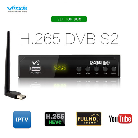 Receptor de TV satelital Dvb S2, decodificador con DVB-S2 HD, H.265, compatible con Cccam Europa, IPTV, AC3, con WIFI USB, Youtube, nuevo ► Foto 1/6