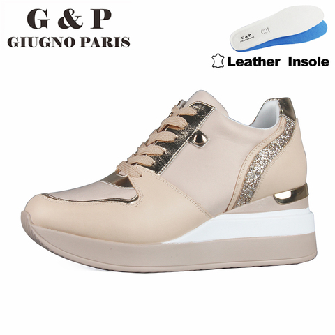 Zapatillas con plantilla de cuero para mujer, zapatos deportivos con plataforma, de diseñador de lujo, tenis blancos, alta calidad ► Foto 1/6