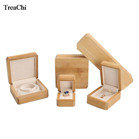 Caja de madera de bambú para joyería, anillo, pulsera, collar, envoltura de regalo, cuentas budistas, organizador de joyas de madera sólida ► Foto 1/6